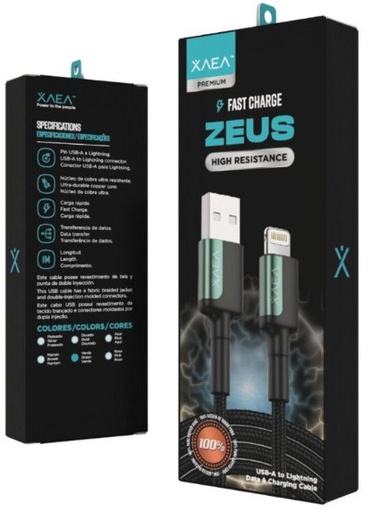 [CABX0810406] CABLE USB LIGHTNING MODX-104C - ZEUS - XAEA - VERDE