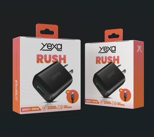[CAR2209400FM002] CARGADOR 220V 4.8A RUSH 1USB + CABLE TIPO C MODY-00FM - YEXA - NEGRO